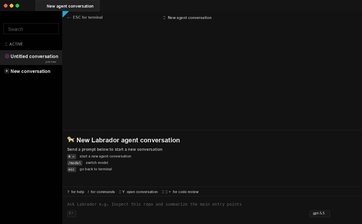 Labrador agent conversation view with a prompt input