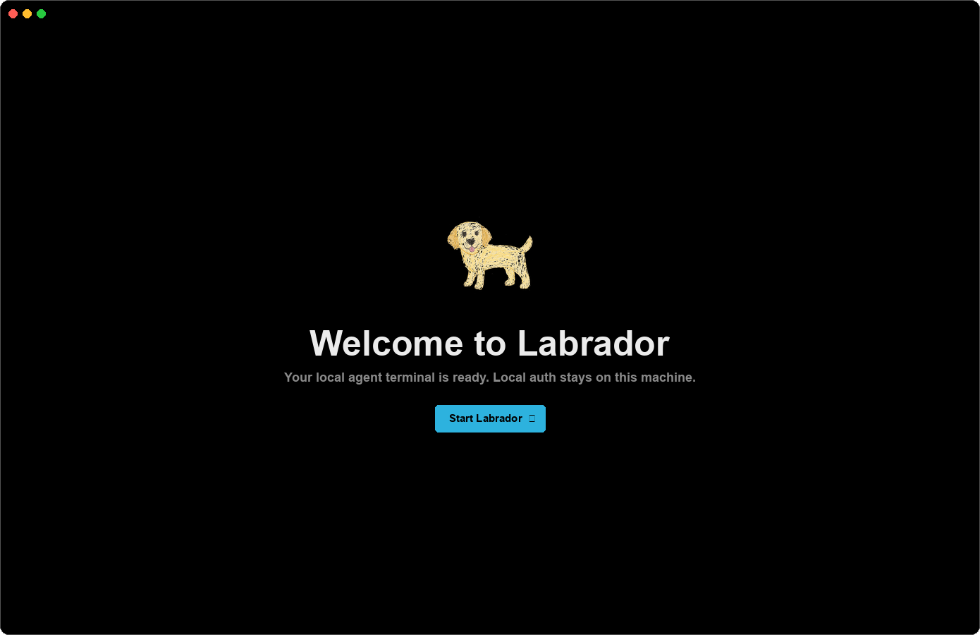 Labrador welcome screen with a Start Labrador button